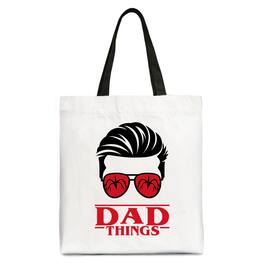 OrnamentallyYou - Dad Things Retro Canvas Tote Bag, Red Glasses Family Matching Gift Shopper - White Black