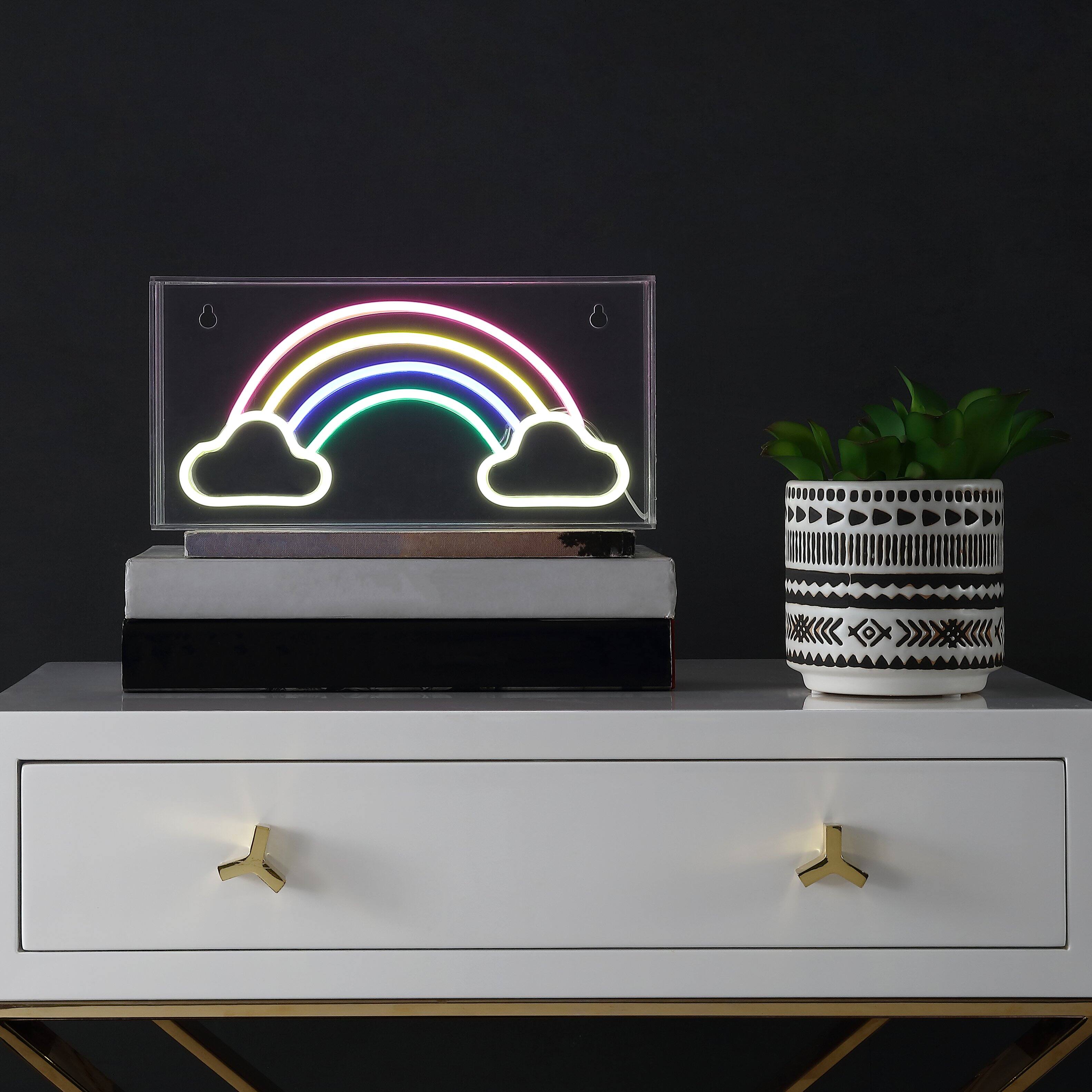 Alt View 5. Jonathan Y - Rainbow 11.75" Contemporary Glam Acrylic Box USB Operated LED Neon Light, Multi-Colored - Multi Color.