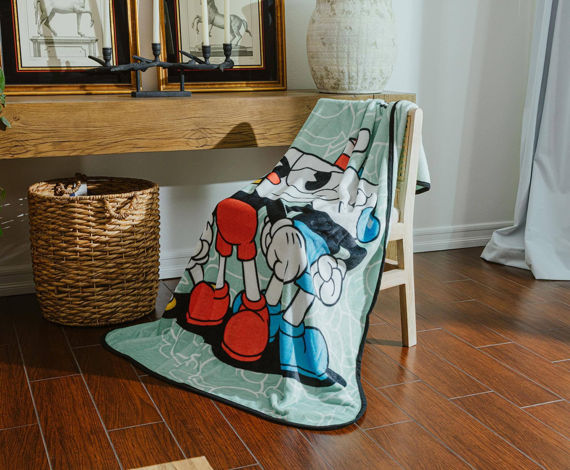 Alt View 5. Toynk - Cuphead Main Characters Fleece Throw Blanket | 45 x 60 Inches - Red/White.