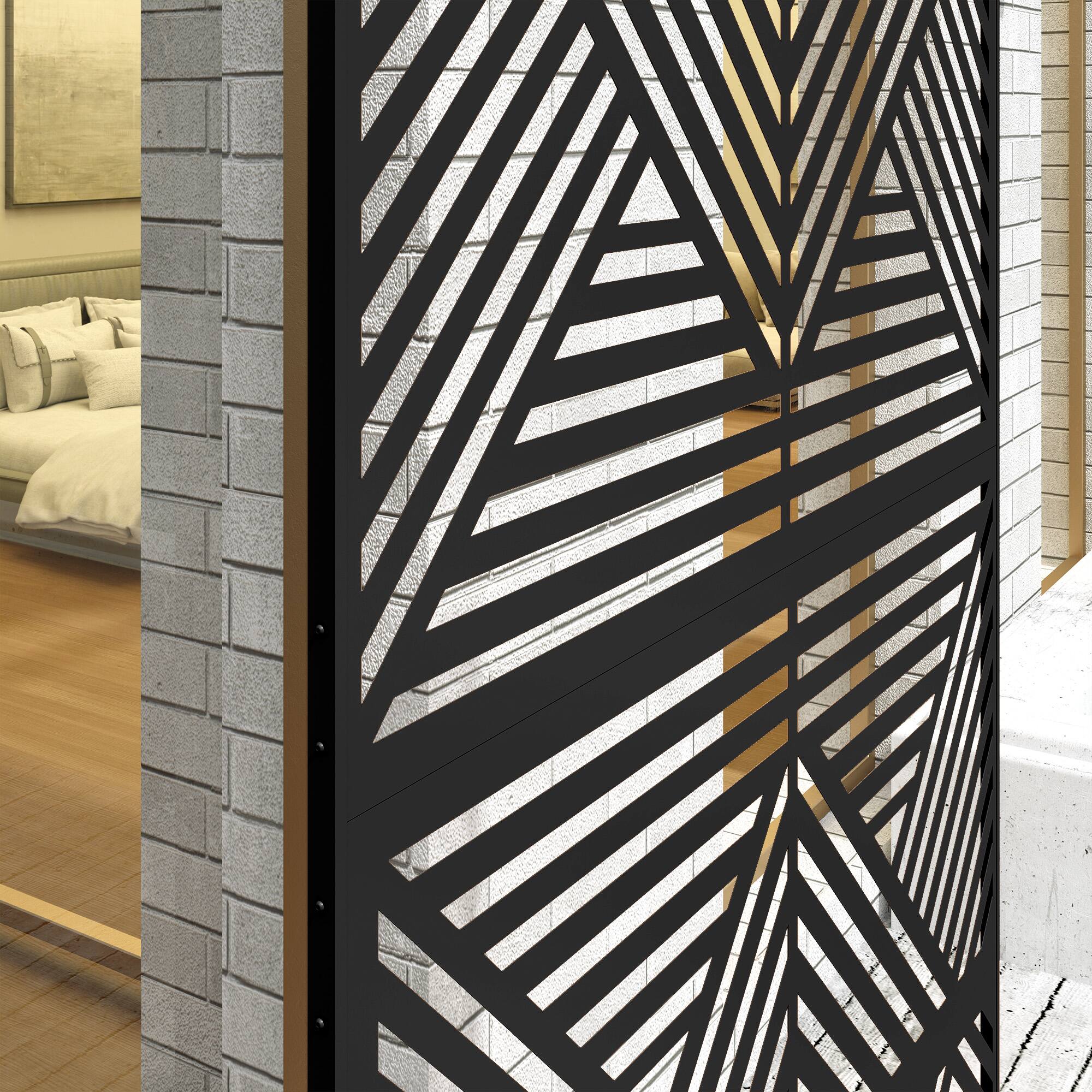 Alt View 8. Outsunny - Metal Outdoor Privacy Screen, 78" H x 48" W Decorative Privacy Fence Screen, Freestanding Outdoor Divider with Stand - Black/Rhombus.