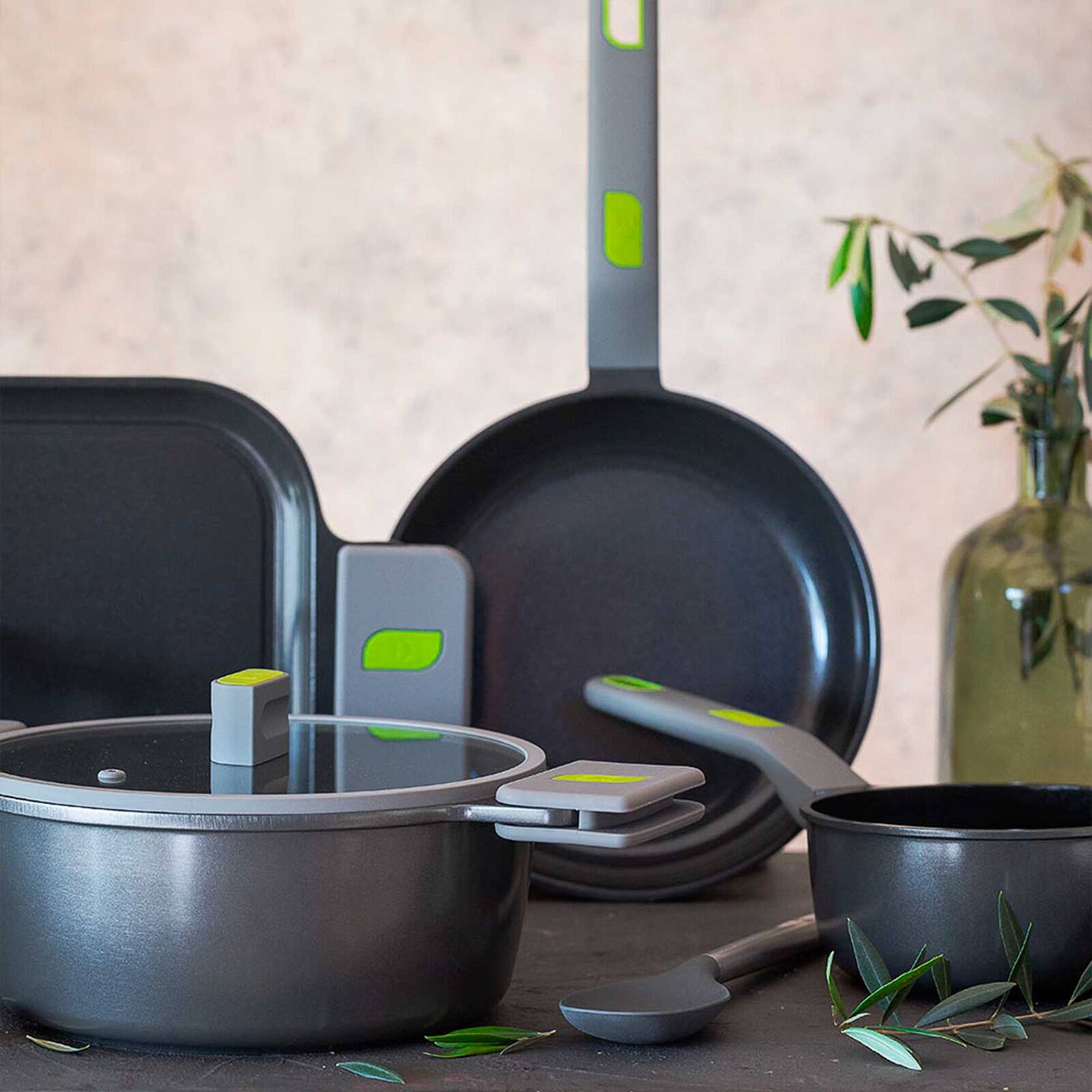 Alt View 5. BRA Cookware - Life Ceramic Nonstick Frying Pan, 8-Inch Recycled Cast Aluminum Skillet - Black.