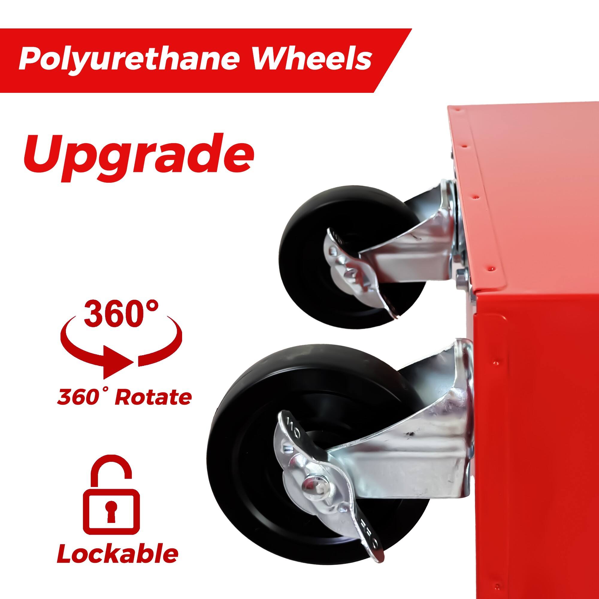 Polyurethane Wheels Upgrade  
360° Rotate  
Lockable