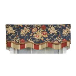 RLF Home - 3" Rod Pocket High Quality Fabric Newbury Glory Valance for Windows 50" x 16" - Marine