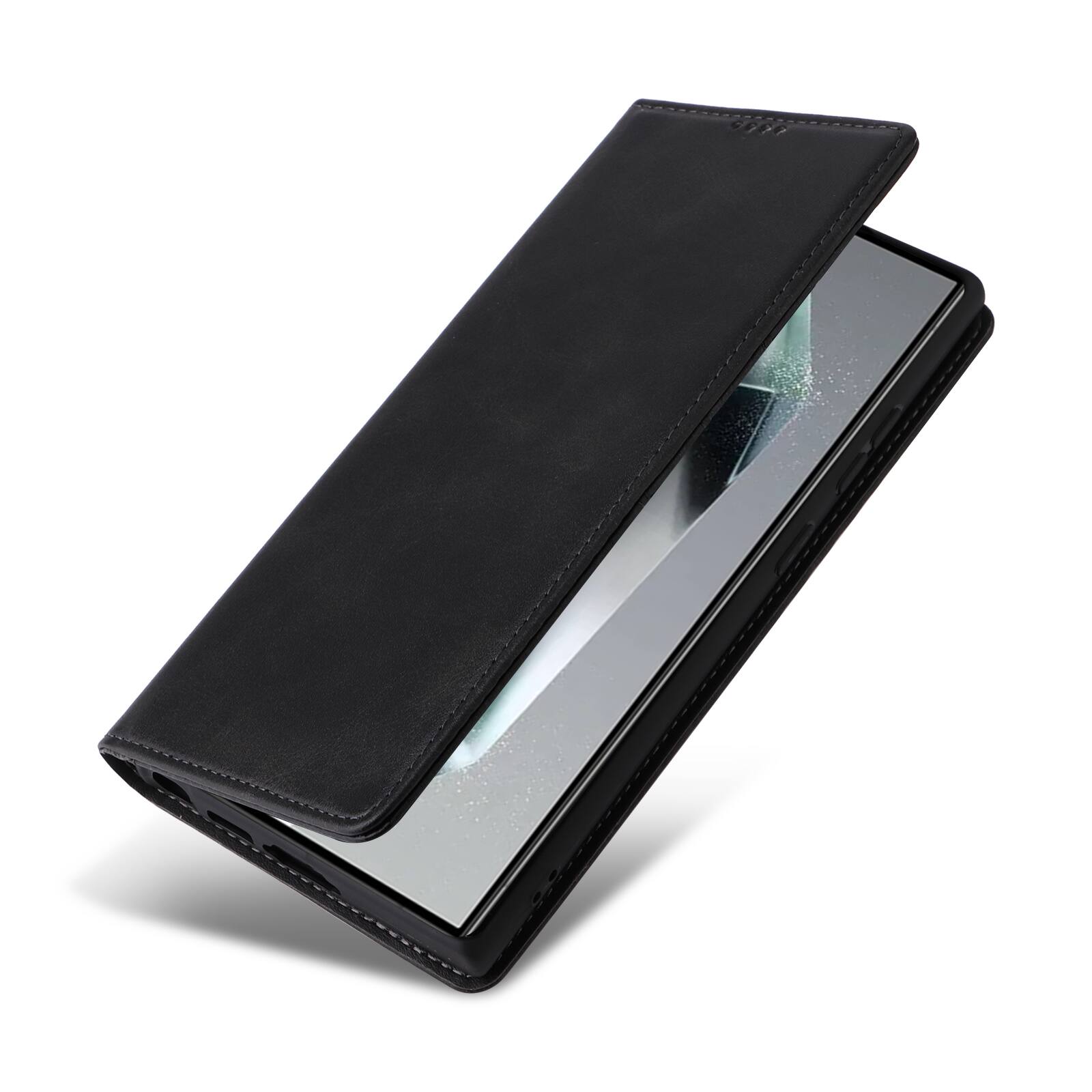 Left. Dteck - Case for Samsung Galaxy S25 Ultra,Wallet Case with Card Holder for Women Men,Shockproof PU Leather Flip Kickstand Cover - Black.