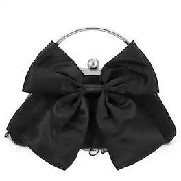 Unique Bargains - Bow Evening Bag Clutch Purse for Women, Satin Silk Wedding Purse with Ring Handle for Formal Bride - Black
