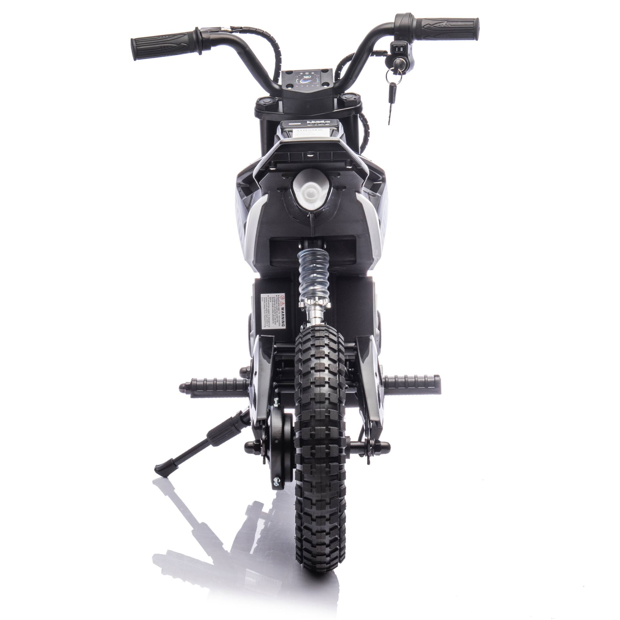 Alt View 7. ELEMENT ACE - 24V Electric Ride-On Motocross Motorcycle for Kids with 200W Motor, LED Lights, Bluetooth Music, and Adjustable Speeds - Black.