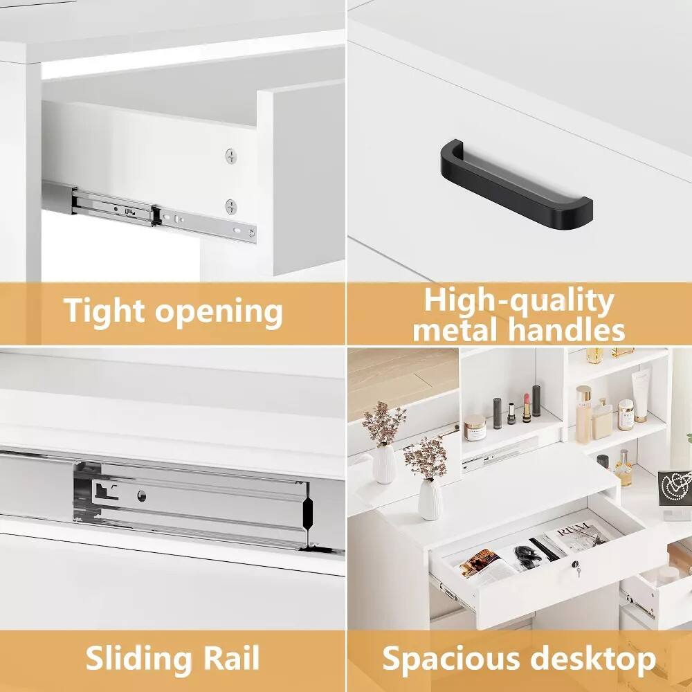 - Tight opening
- High-quality metal handles
- Sliding Rail
- Spacious desktop