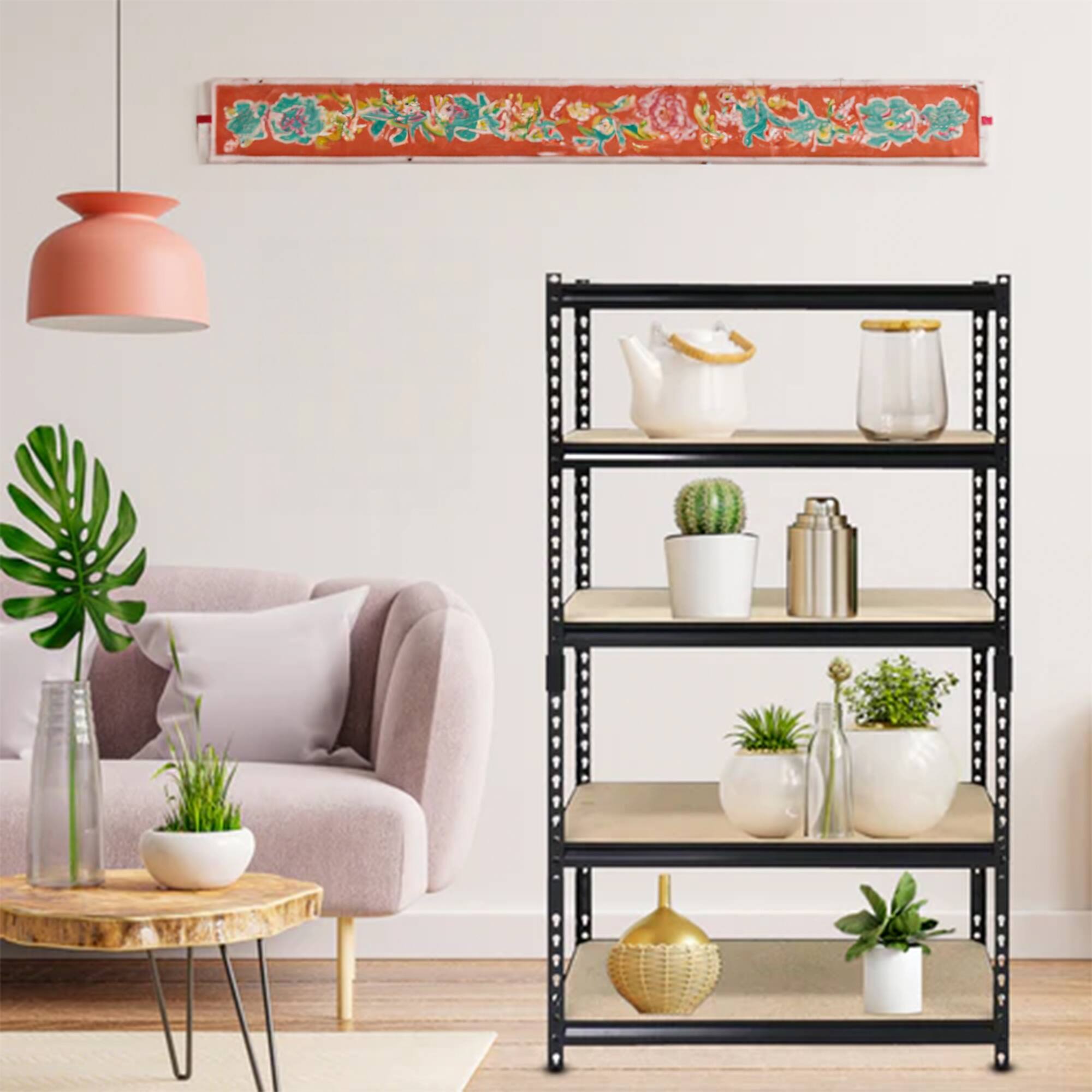 Alt View 2. Juggernaut Storage - Juggernaut Storage 18" x 72" 5 Shelf Steel Utility Shelving Storage Unit, Black - Black.