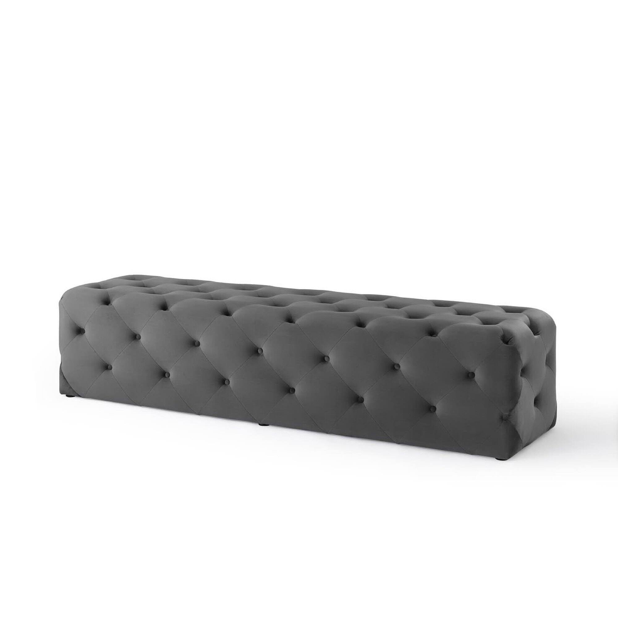Left. Modway - Amour 72" Tufted Button Entryway Performance Velvet Bench by Modway - Gray.