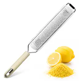 Luminuxe - Lemon Zester & Cheese Grater - Razor-Sharp Stainless Steel Blades, Citrus Zester, Fine Grater - Beige