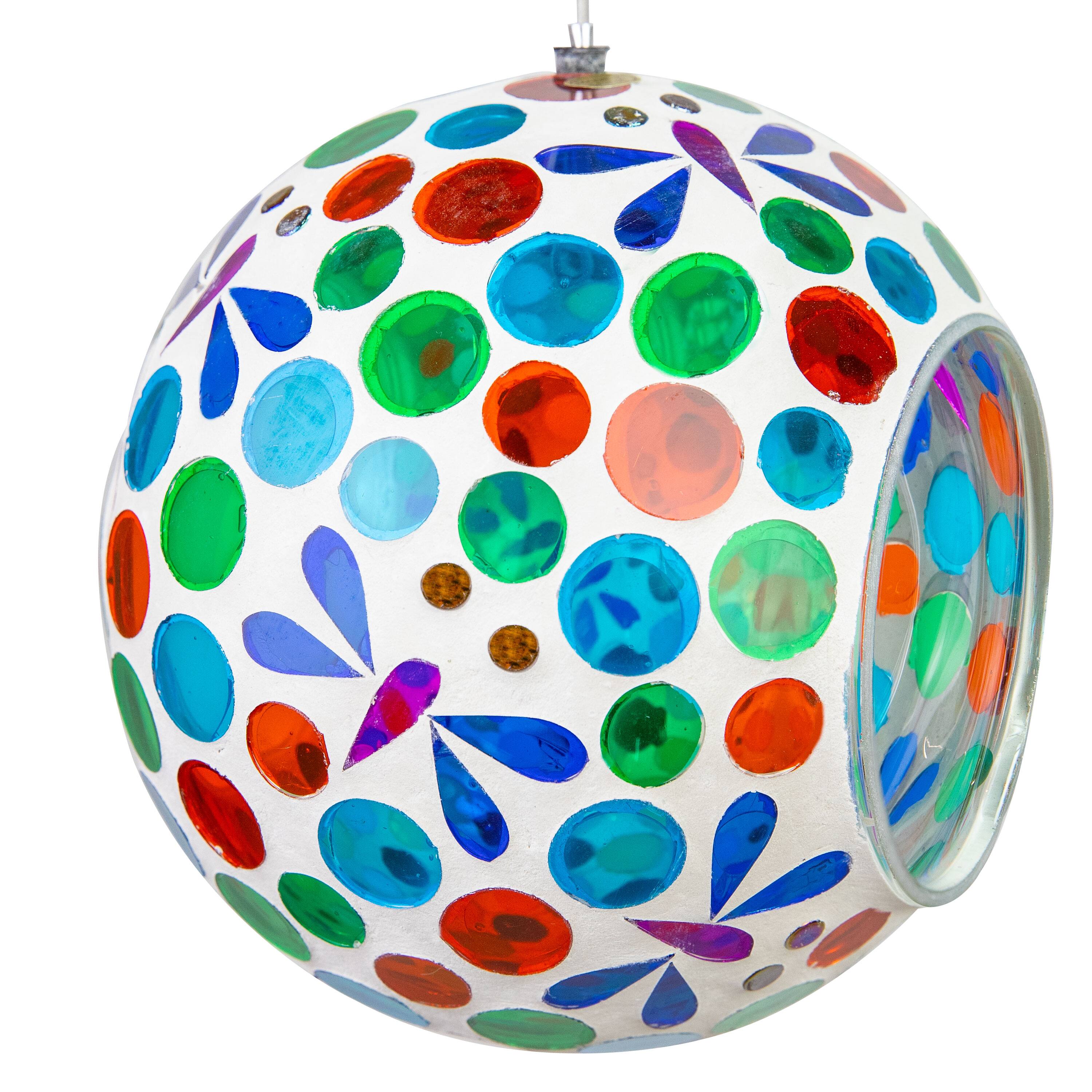 Alt View 8. Sunnydaze - Glass Mosaic Fly-Through Hanging Bird Feeder - Dragonfly Dreams.