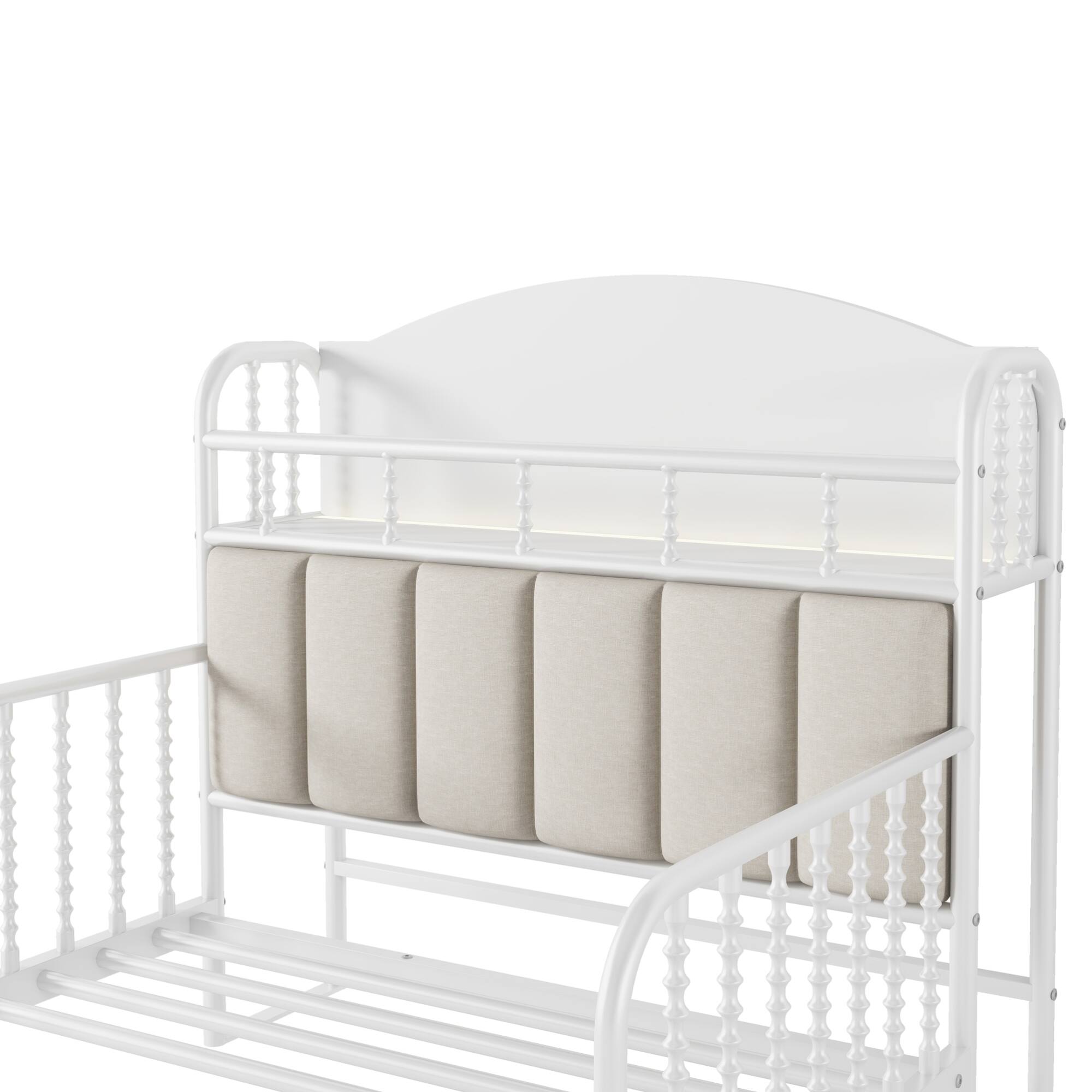 Alt View 7. GOODSILO - Kids Twin Metal Platform Bed Frame with Upholstered Headboard and LED Lighting - White.