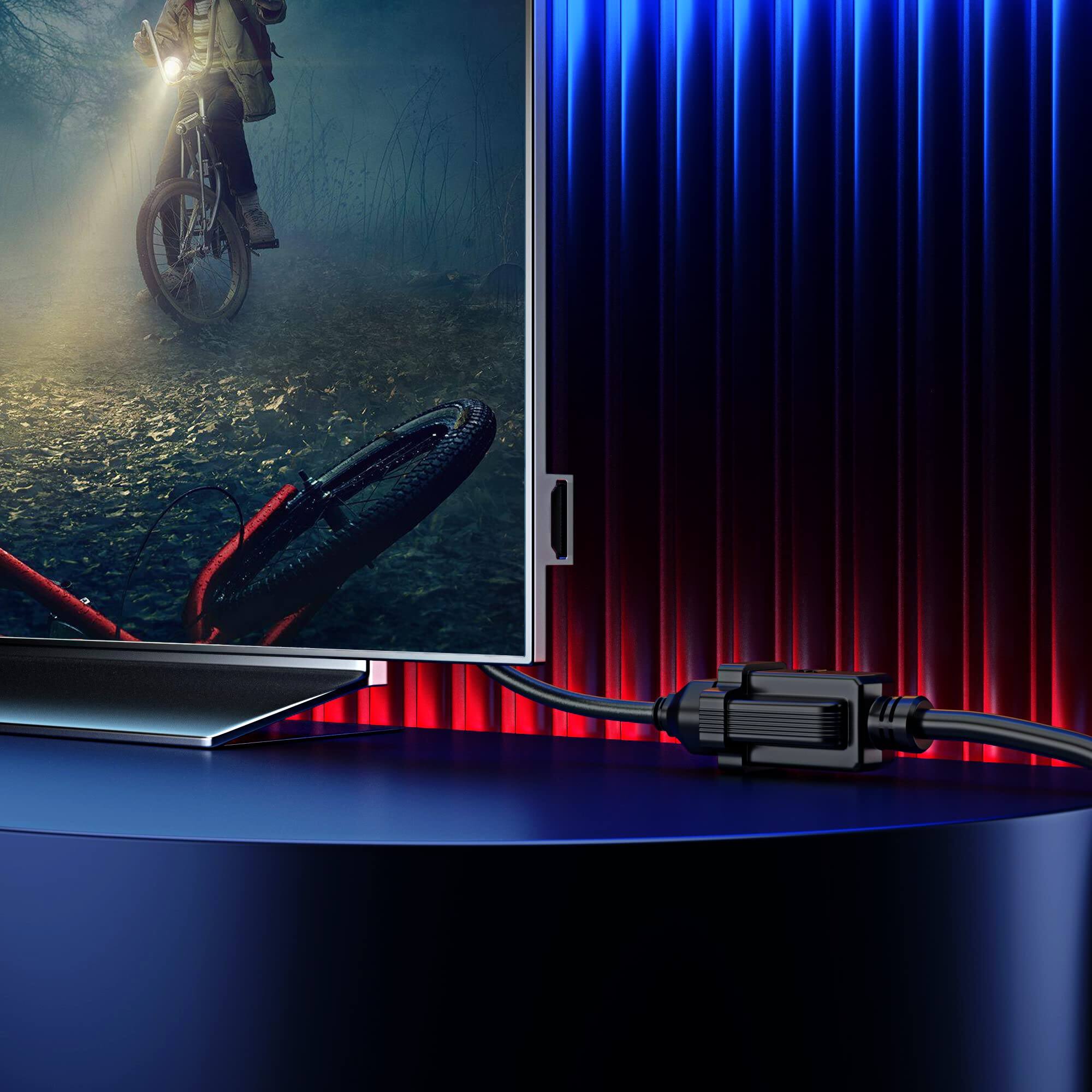 Alt View 4. Maximm - Flat Plug Extension Cord 50 ft with Slim Space-Saving Plug Design, Low Profile Extension Cord 16AWG - BLACK green.