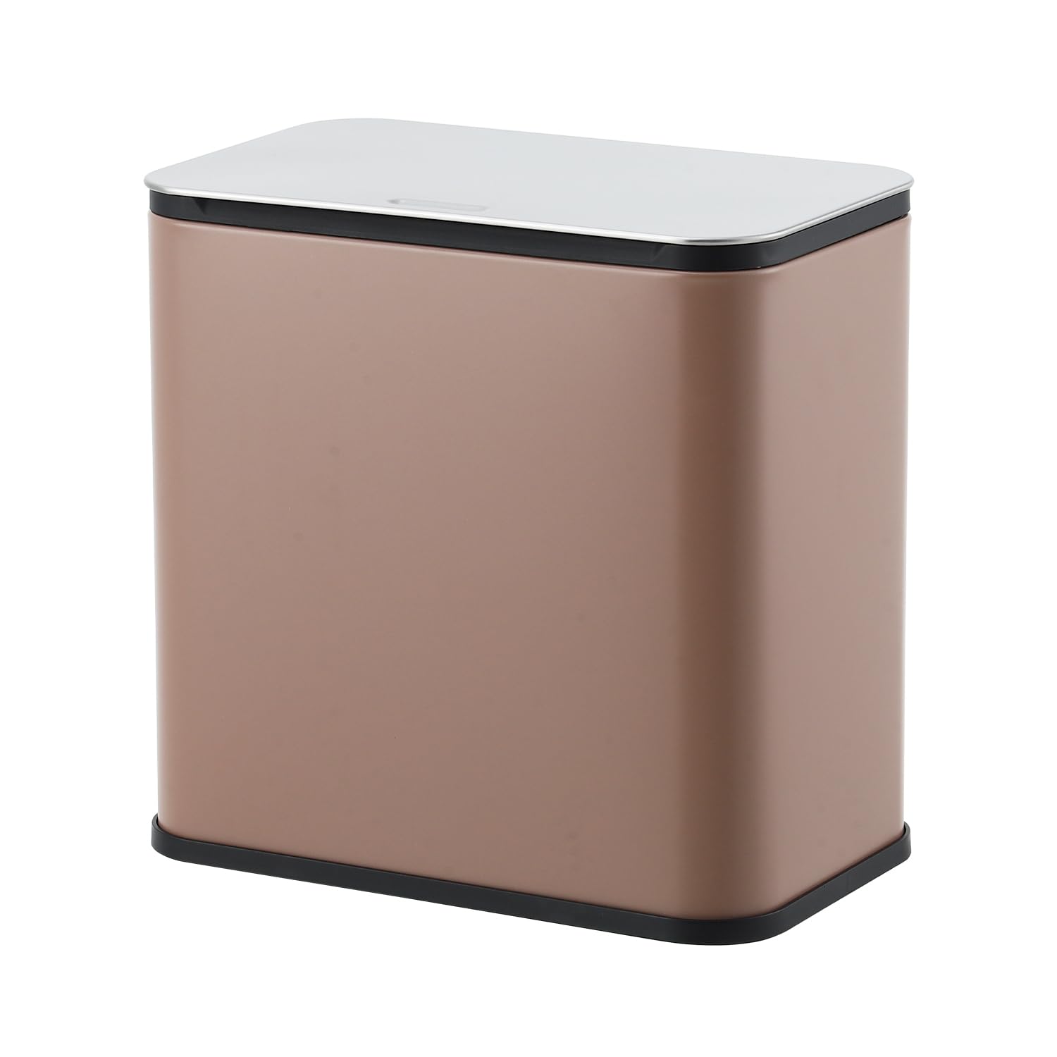 Front. Babevy - Kitchen Compost Bin for Countertop or Under Sink, 1.3 Gallon Stainless Steel Hanging Trash Can with Lid - Brown.