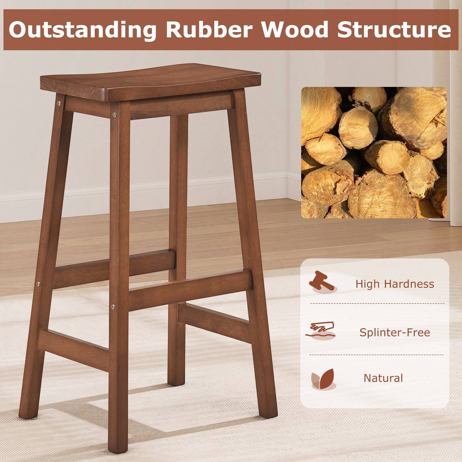 Outstanding Rubber Wood Structure

High Hardness
Splinter-Free
Natural