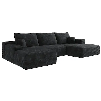 Front. Boyel Living - Black Modular 3 Seat Foam Sofa 107.0-in L x 69.7-in W x 37.8-in H - Black.