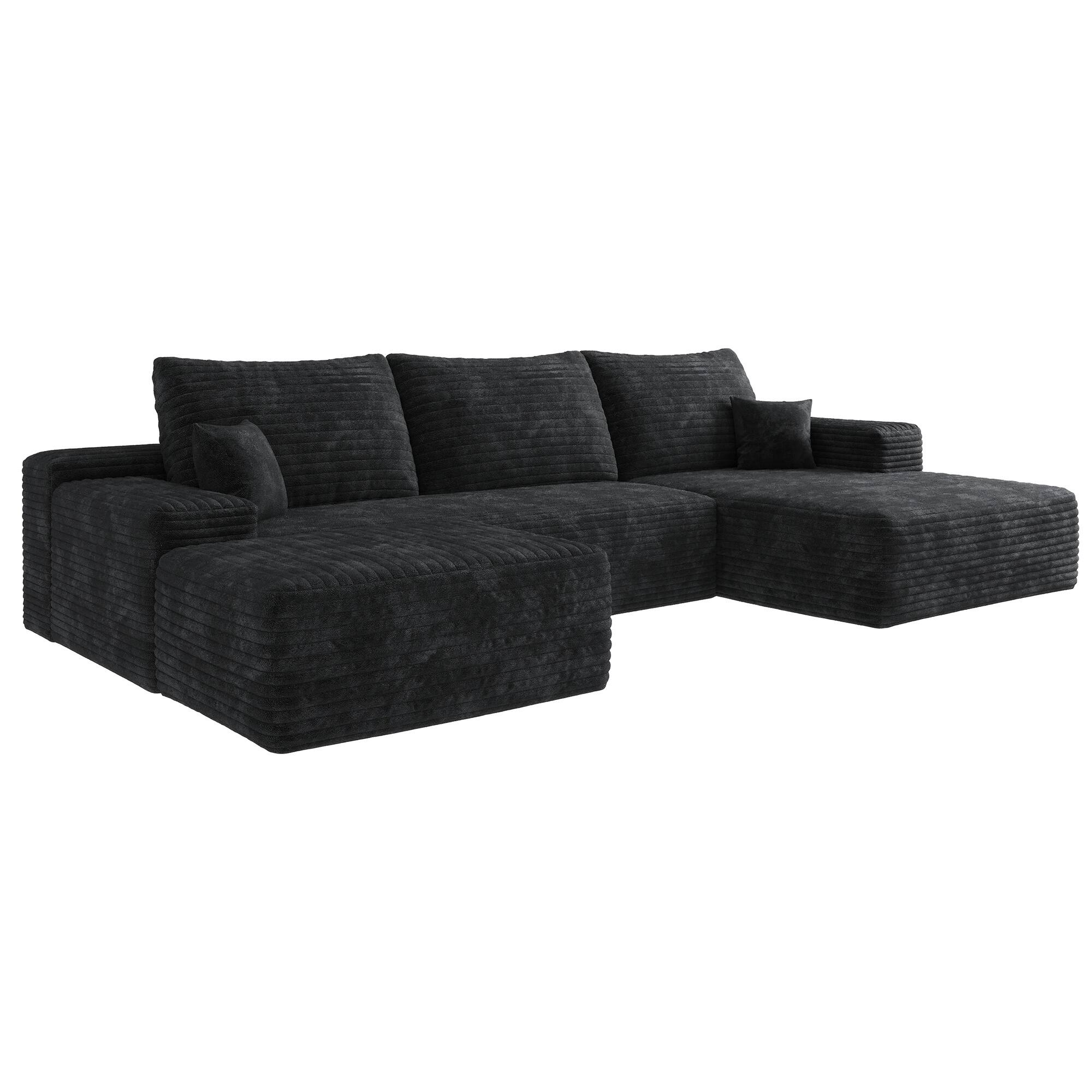 Front. Boyel Living - Black Modular 3 Seat Foam Sofa 107.0-in L x 69.7-in W x 37.8-in H - Black.
