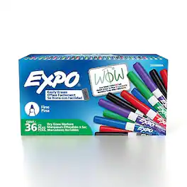 Expo - Dry Erase Markers, Fine Tip, 36/Pack - Assorted Colors