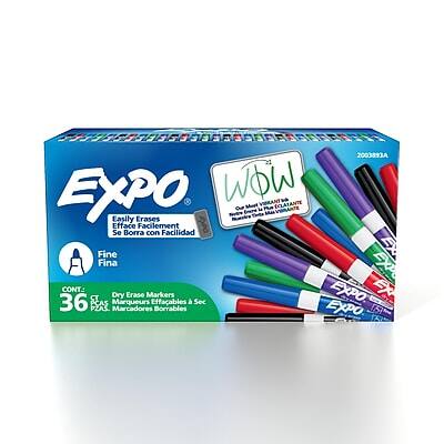 Expo - Dry Erase Markers, Fine Tip, 36/Pack - Assorted Colors