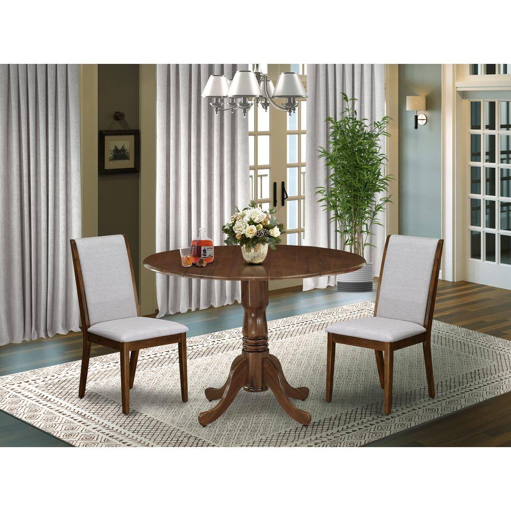 Alt View 3. East West Furniture - 3 Pc Dining Set Includes a Round Wooden Table and 2 Upholstered Chairs - Grey.