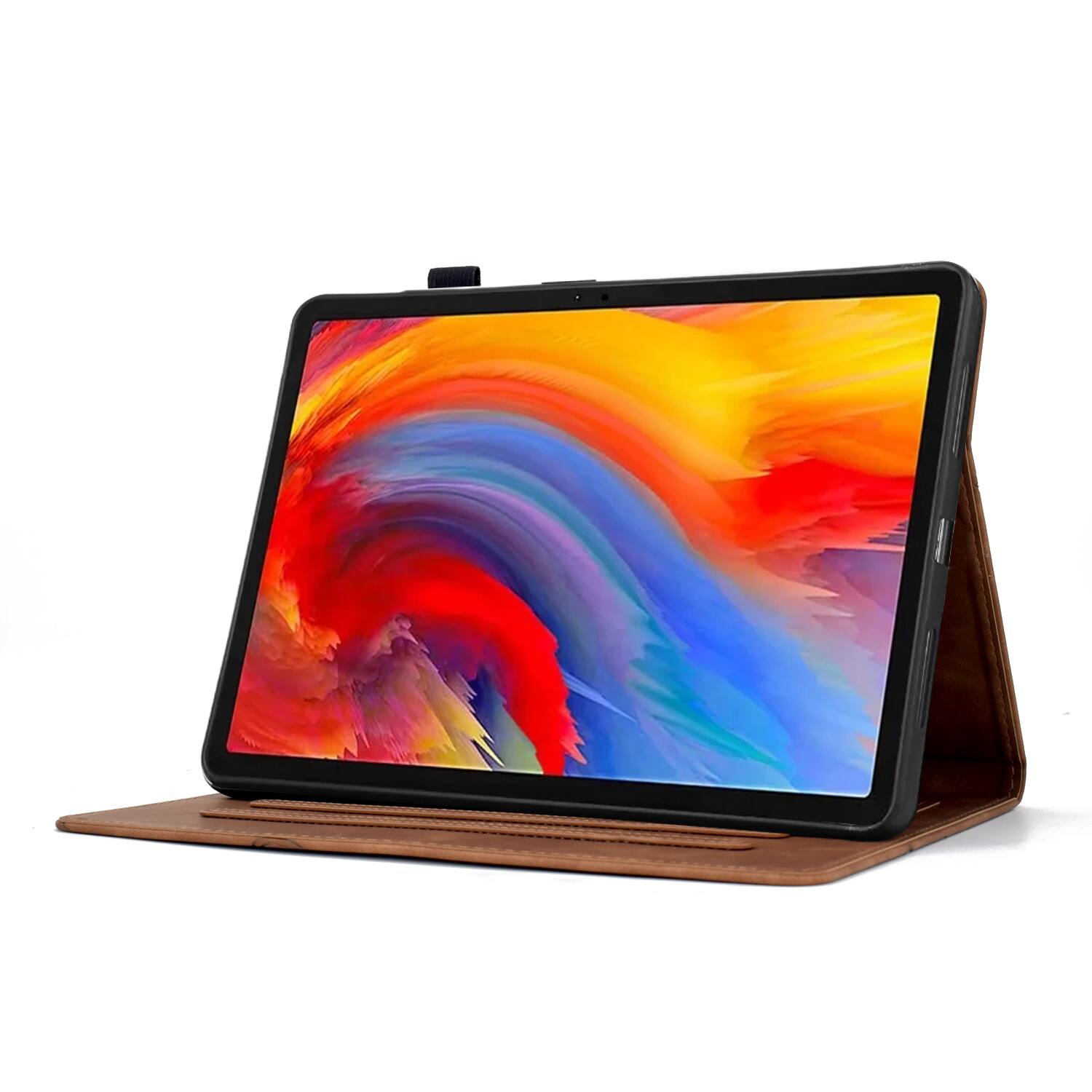 Alt View 2. Dteck - for Lenovo Tab M10 Plus (3rd Gen) 10.61" 2022 Embossed Folio Case,PU Leather Flip Card Slots Kickstand Tablet Cover - Brown.