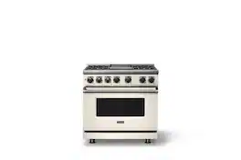 Viking - 36"W. 5.6 Cu. Ft. 7S Self-Clean LP Dual Fuel Range-Pure White - Pure White