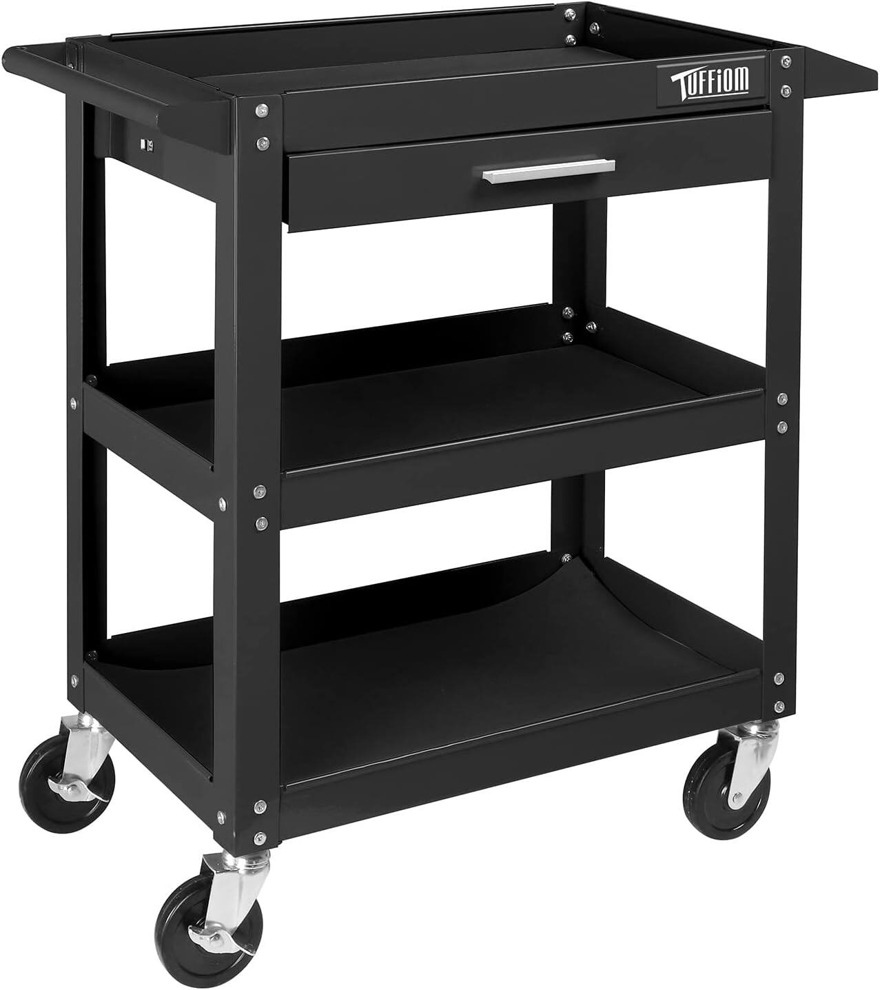 Left. Winado - 3 Tier Rolling Tool Cart Service Tool Cart Tool Organizer with Storage Drawer & 360° Swivel Casters for Garage, Workshop - Black.