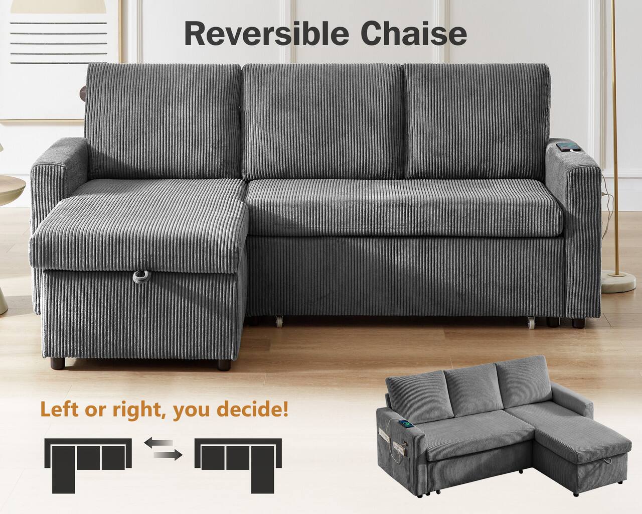 Reversible Chaise

Left or right, you decide!