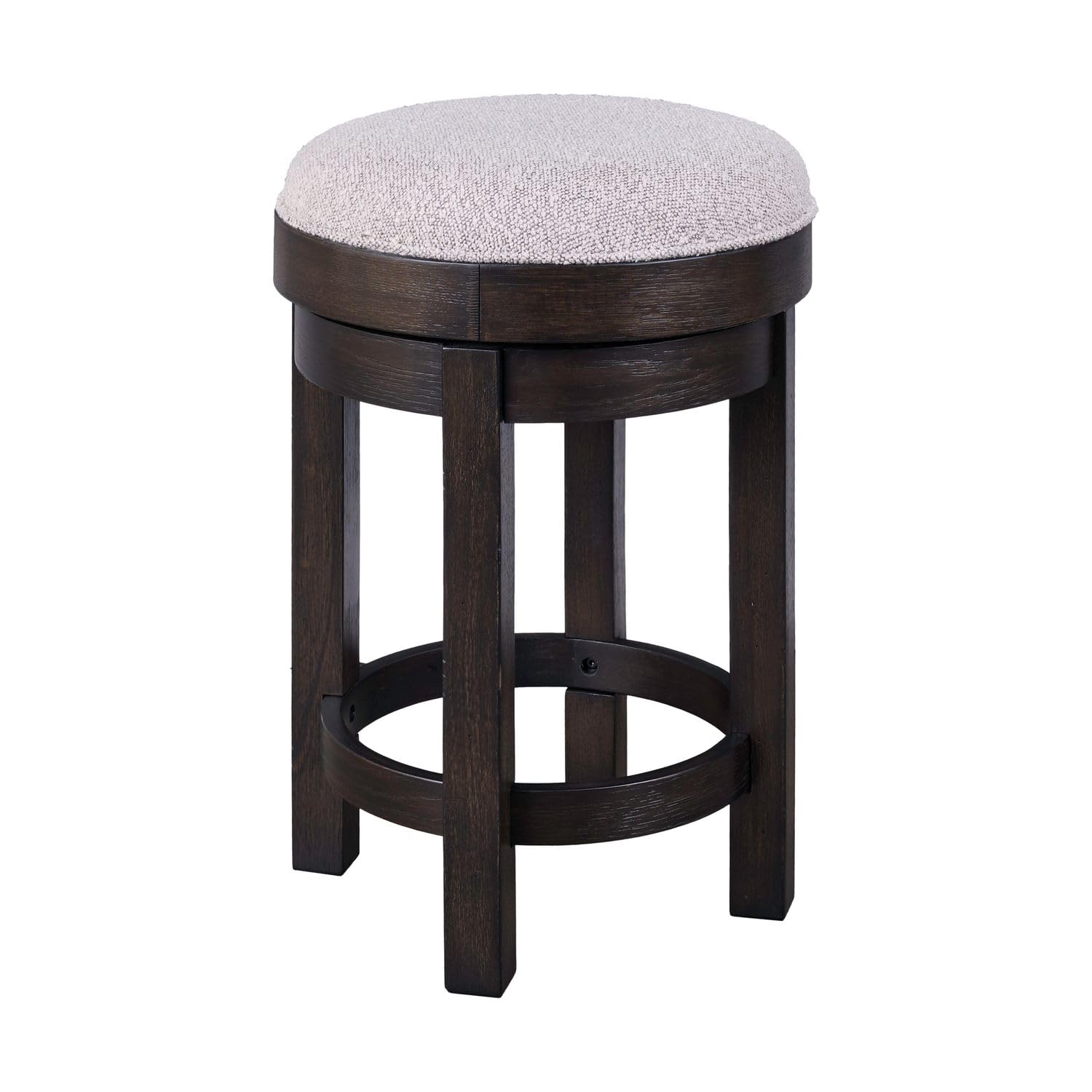 Angle. Liberty Furniture Industries - Swivel Console Stool 25" Height - Peppercorn Oak Wood with Taupe Linen - Peppercorn.