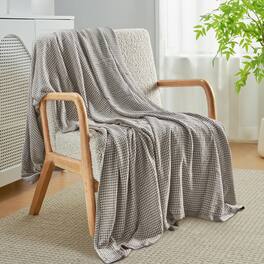 Peace Nest - Ultra Soft Waffle Weave Knit Throw Blanket, 80" x 90" - Gray