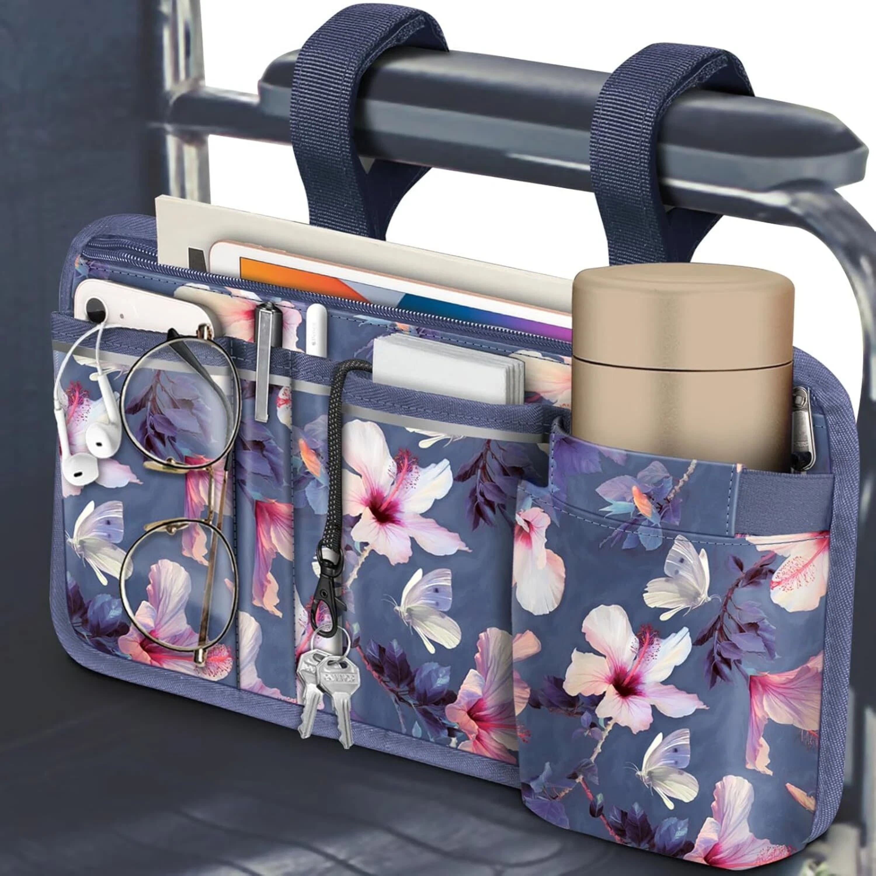 Kitcheniva - Wheelchair Armrest Accessories Pouch Side Storage Bag With Cup Holder - Blooming Hibiscus price history on PriceWatchPro