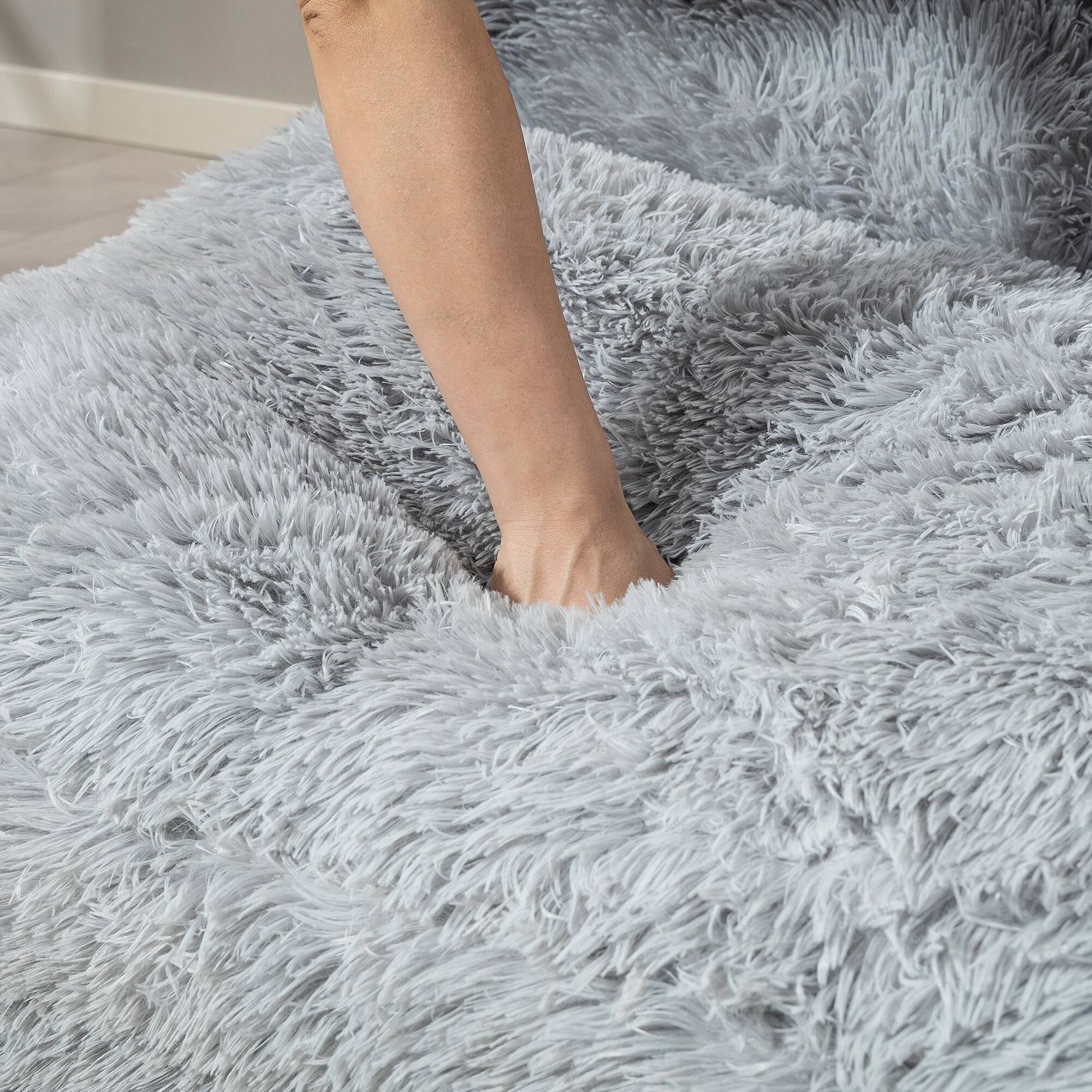 Alt View 8. Homcom - Bag Floor Sofa Bed, Contemporary Plush Wide Folding Floor Mattress, Foam Filling Wall Couch Sleeper - Light Gray.