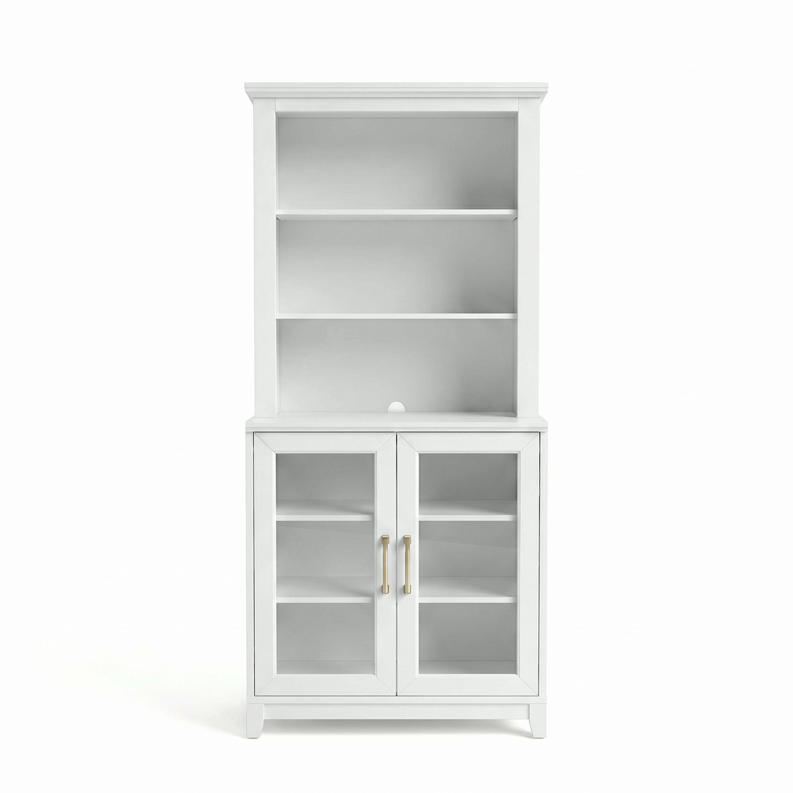 Martha Stewart Bedford 2 Piece Modular Wood Cabinet and Hutch Set ...