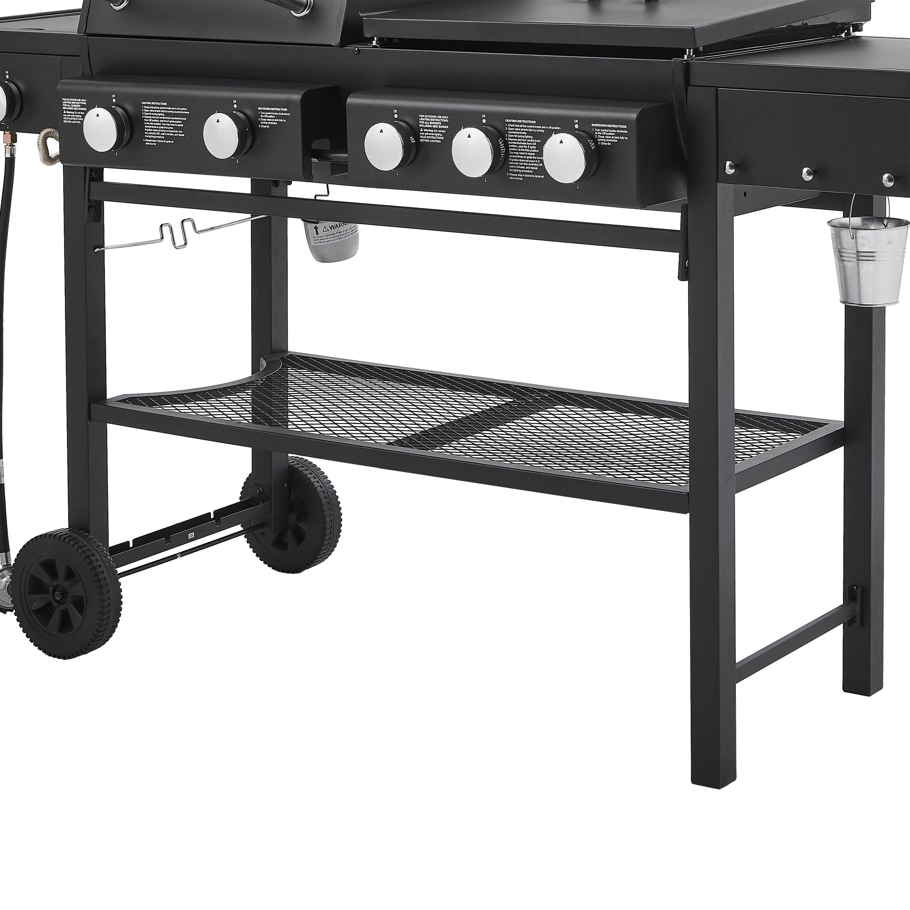 Alt View 2. COWLOWN - 5 Burner All in One Propane Gas Grill and Griddle 56000 BTU 745 Sq In Heavy Duty Stand Black.
