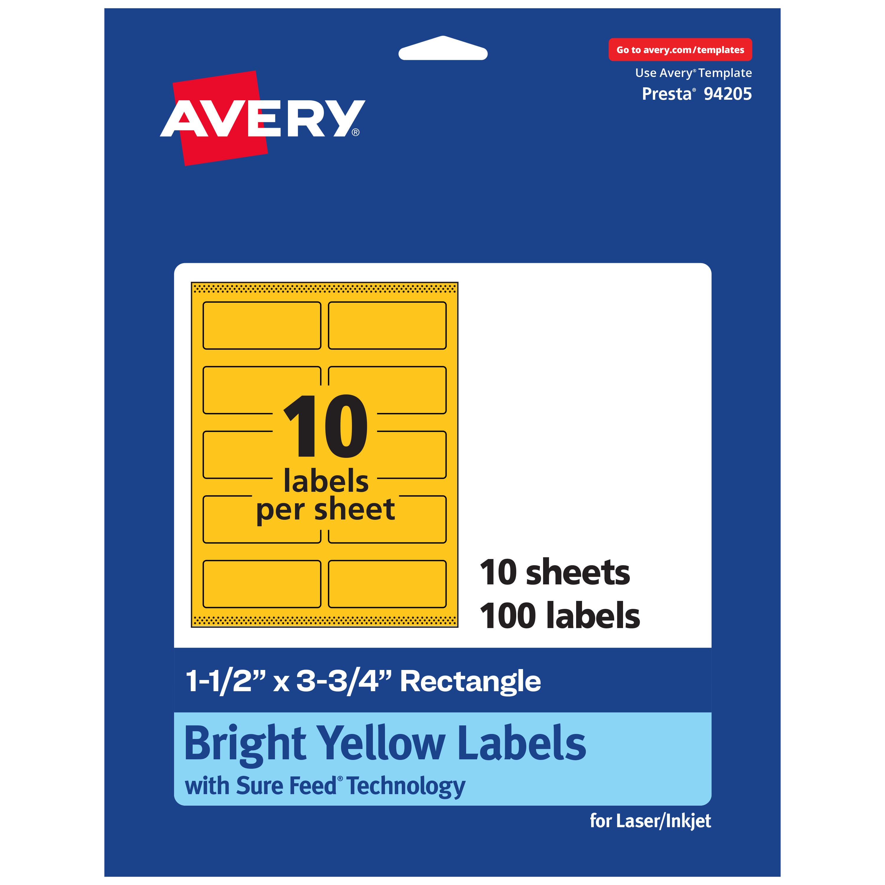 "Avery - Printable Rectangle Labels, Bright 1.5"" x 3.75"", 100ct - Yellow" price history on PriceWatchPro