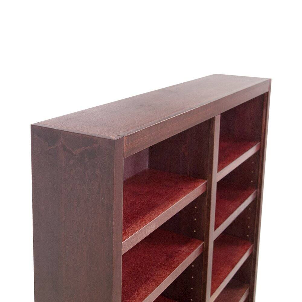 Back. Concepts in Wood - Double Wide Bookcase 12 Shelves Cherry Finish - Red.