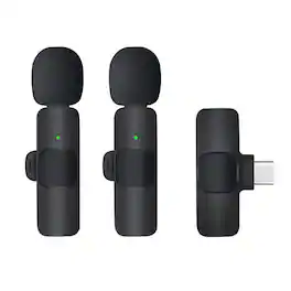 Cluzine - Type-C Wireless Lavalier Microphone, 2 Mics, Noise Reduction, Plug & Play for Android Vlogs & Interviews
