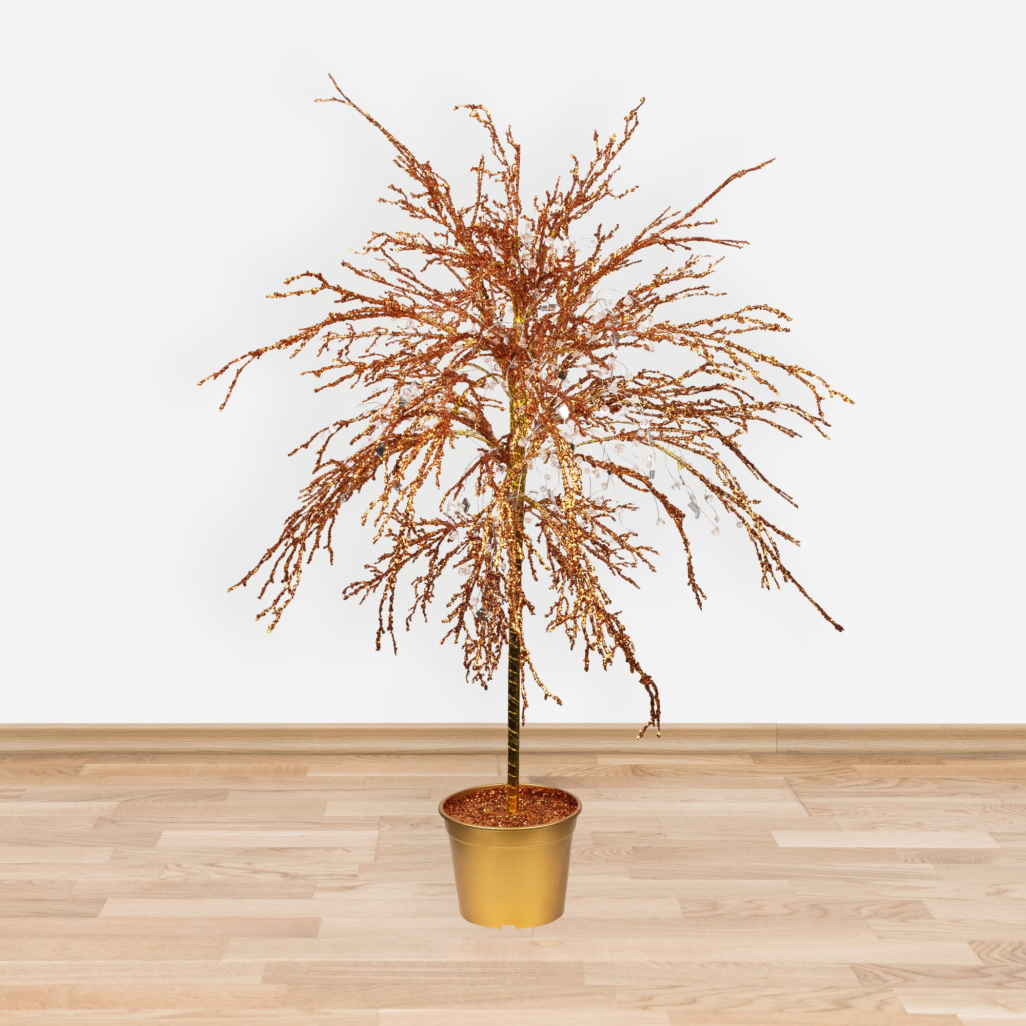 CMI - Crystals and Copper Glitter Artificial Christmas Tree in Pot - 3' - Bronze