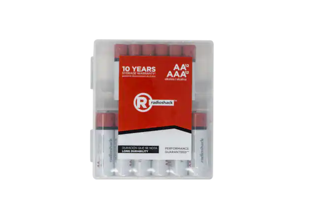 12 AA/AAA Alkaline Batteries
10 Years Storage Warranty
Durability Noted
Performance Guaranteed
Radioshack
