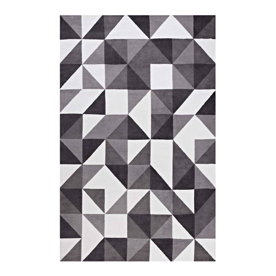 Modway Kahula Geometric Triangle Mosaic Area Rug Black Gray and White ...