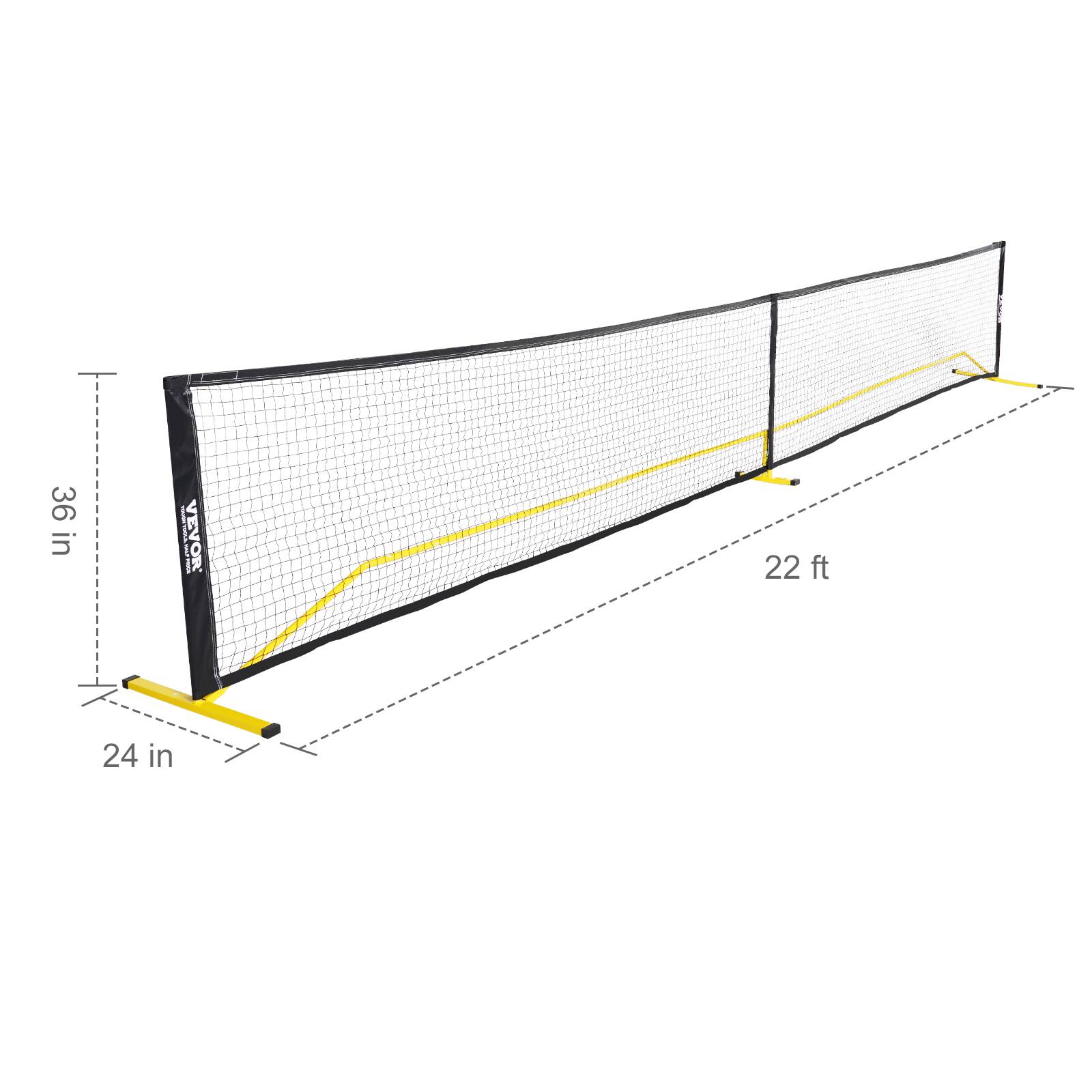 Alt View 4. VEVOR - Portable Pickleball Net System, 22FT Regulation Size Net, Weather Resistant Steady Metal Frame & Strong PE Net - Yellow and black.