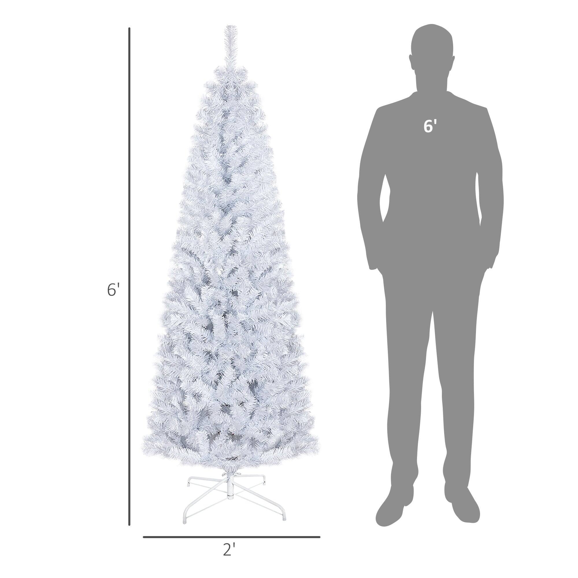 Alt View 2. Boyel Living - 6ft Pencil Christmas Tree White Slim Douglas Fir with Realistic Branches 618 Tips and Metal Base - White.