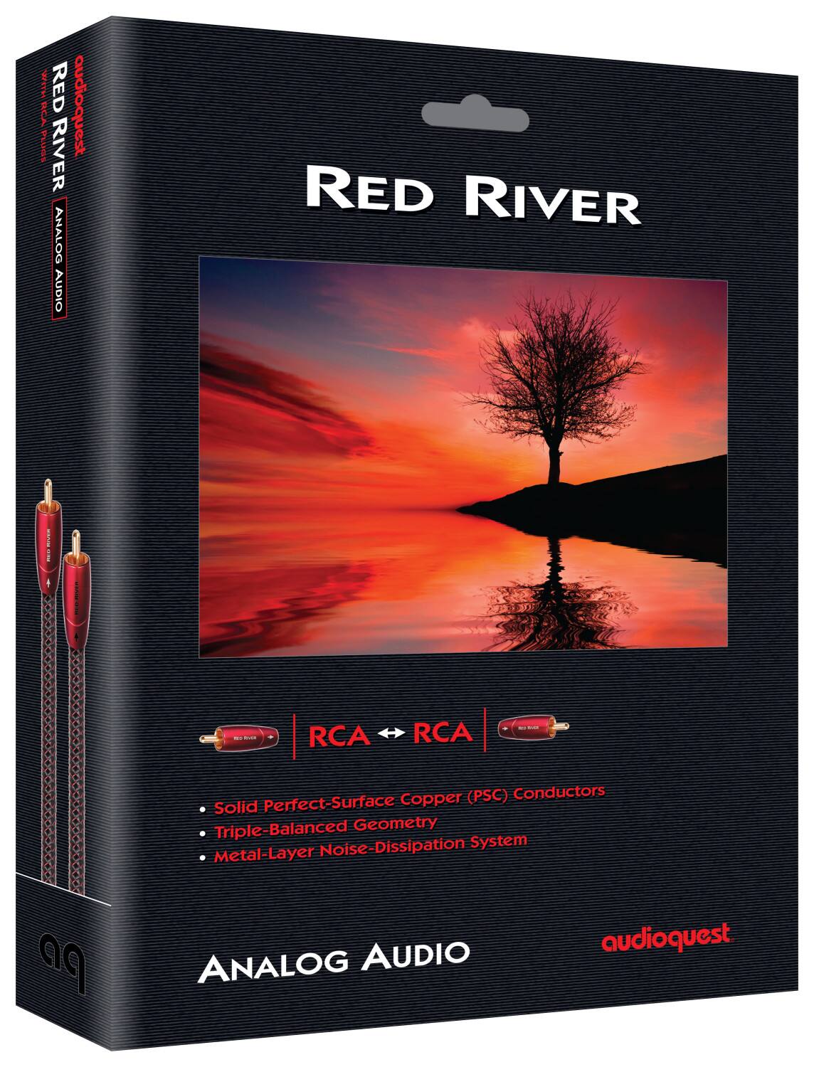 Red River  
Analog Audio  

- Solid Perfect-Surface Copper (PSC) Conductors  
- Triple-Balanced Geometry  
- Metal-Layer Noise-Dissipation System  

RCA - RCA  

audioquest