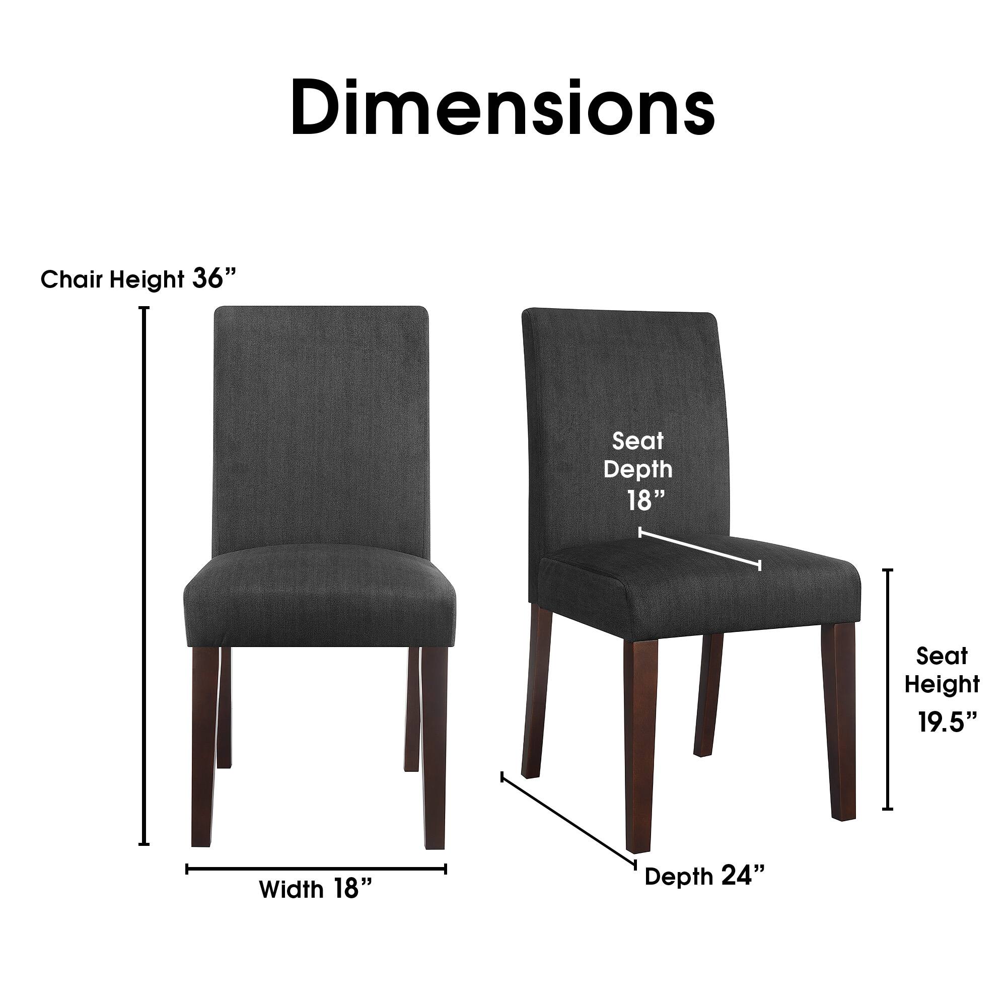 Dimensions:  
- Chair Height: 36"  
- Seat Depth: 18"  
- Seat Height: 19.5"  
- Width: 18"  
- Depth: 24"