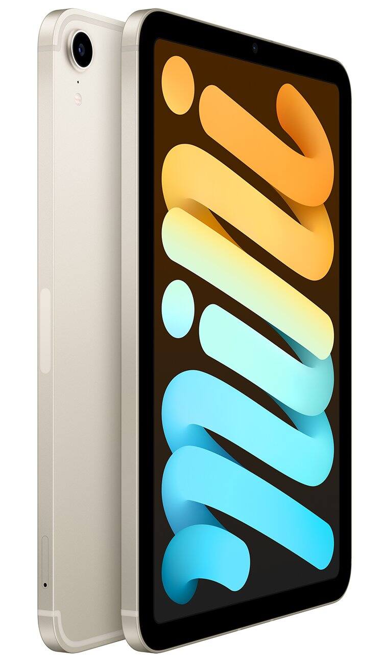 Left. Apple - iPad Mini 6 A2568 (WiFi + Cellular Unlocked) 64GB - Starlight.