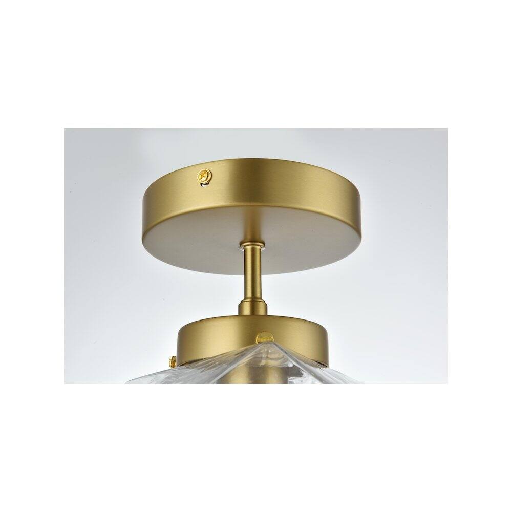 Alt View 2. Living District - Lawrence 10 Inch Flush Mount Ceiling Light Clear Shade in Satin Gold - Satin Gold And Clear.