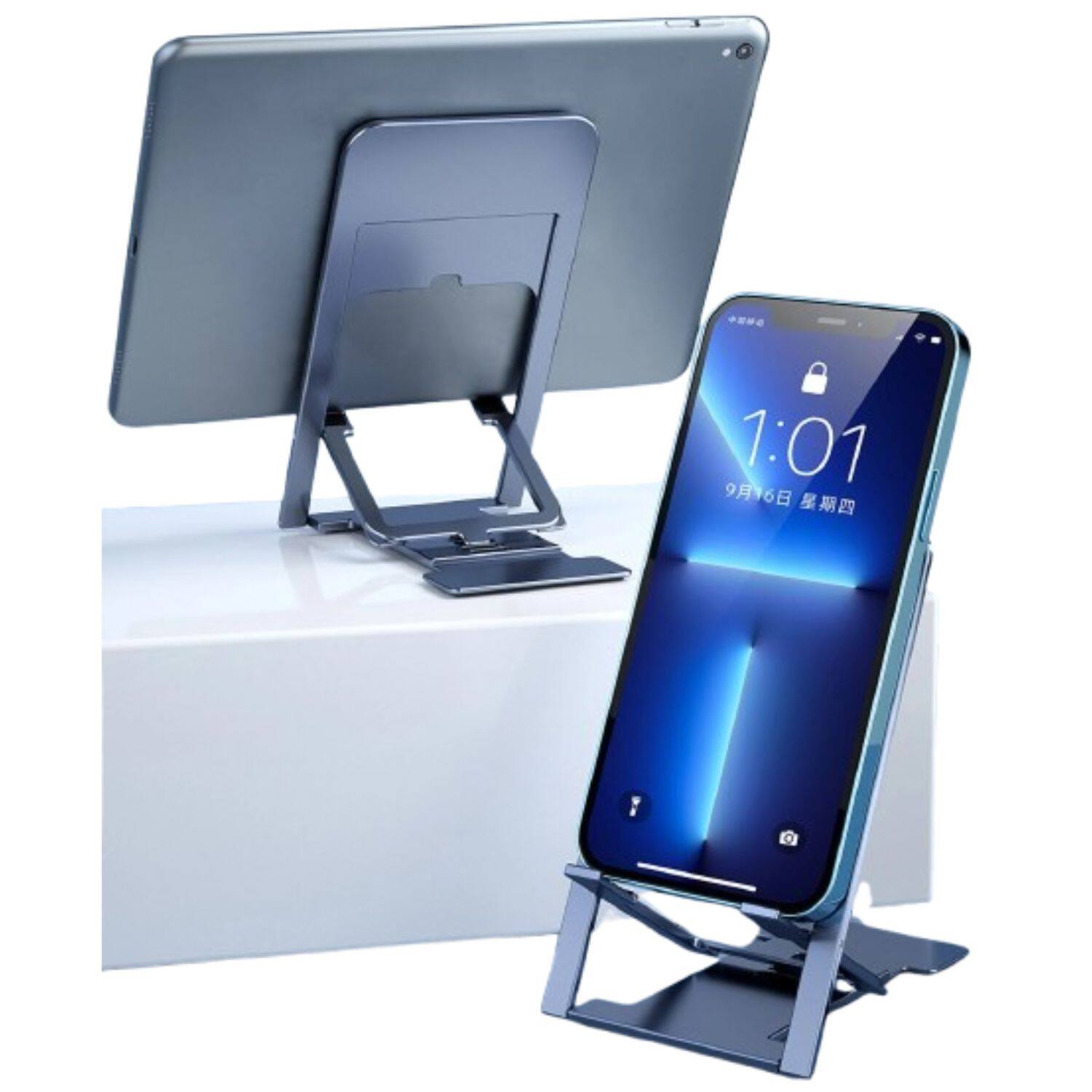Stock Preferred - Universal Foldable Phone Holder 2-Pack – Multi-Angle Desk Stand - Black