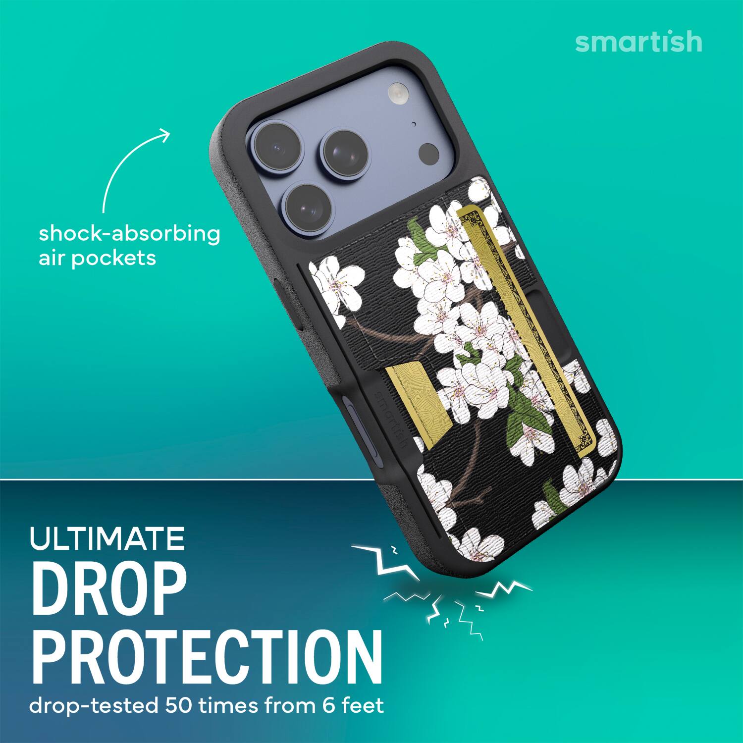 smartish  
shock-absorbing air pockets  
ULTIMATE DROP PROTECTION  
drop-tested 50 times from 6 feet