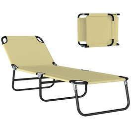 Outsunny - Foldable Reclining Pool & Beach Chair, Oxford - Beige