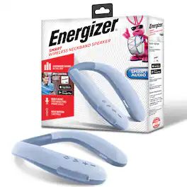 Energizer - Smart Wireless Neckband Speaker Wearable Bluetooth Neck Speaker with In App Control, Adjustable EQ, Microphone - Blue